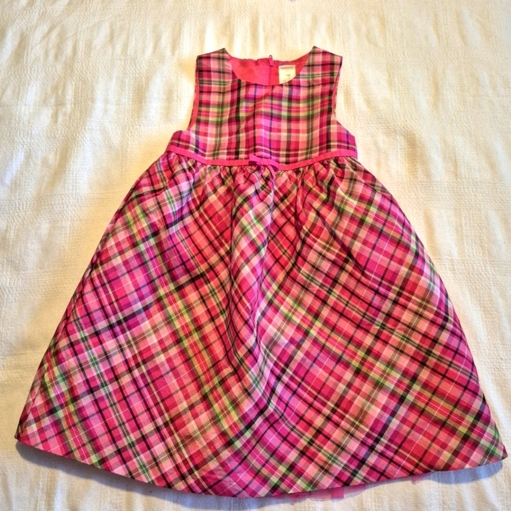 Gymboree girls size 4T Cherry All the Way duppioni plaid dress fully lined